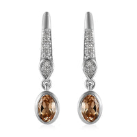 Imperial Garnet and White Zircon 1.45 ctw Earrings in Platinum Over Sterling Silver