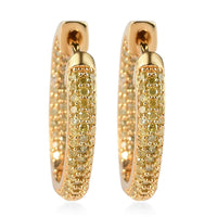 Natural Yellow Diamond I3 Hoop Earrings in Vermeil Yellow Gold Over Sterling Silver 1.00 ctw