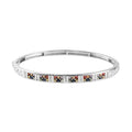Multi Sapphire and Natural White Zircon Bangle Bracelet in Platinum Over Sterling Silver (6.50 In) 11.5 Grams 2.50 ctw - Sticky add to cart bar