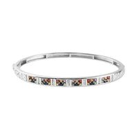 Multi Sapphire and Natural White Zircon Bangle Bracelet in Platinum Over Sterling Silver (6.50 In) 11.5 Grams 2.50 ctw