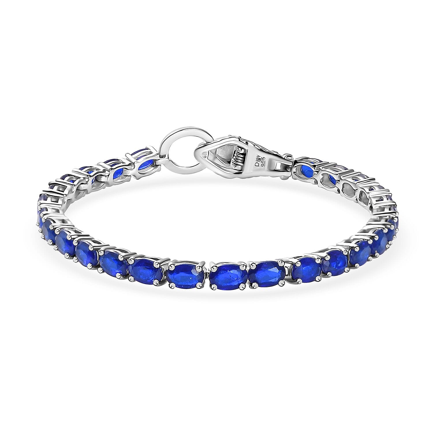 Tanzanian Blue Spinel and Natural Thai Black Spinel Tennis Bracelet in Platinum Over Sterling Silver (8.00 In) 11 Grams 16.00 ctw