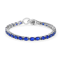 Tanzanian Blue Spinel and Natural Thai Black Spinel Tennis Bracelet in Platinum Over Sterling Silver (8.00 In) 11 Grams 16.00 ctw