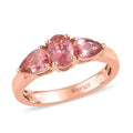 Natural Blush Tourmaline 3 Stone Ring in Vermeil RG Over Sterling Silver (Size 10.0) 1.15 ctw - Sticky add to cart bar