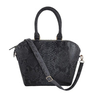 The Grand Pelle Handcrafted 100% Genuine Python Leather Black Color Tote Bag with Long Strap