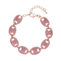 Pink Color Austrian Crystal Mariner Link Bracelet in Rosetone (7.50-9.50In) - Sticky add to cart bar
