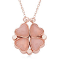 Galilea Rose Quartz Four-leaf Clover Necklace 20-22 Inches in Silvertone 35.00 ctw - Sticky add to cart bar
