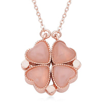 Galilea Rose Quartz Four-leaf Clover Necklace 20-22 Inches in Silvertone 35.00 ctw