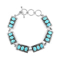 SANTA FE Style Kingman Turquoise Bracelet in Sterling Silver (8.00 In) 14.60 Grams 6.00 ctw - Sticky add to cart bar