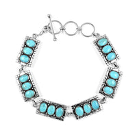 SANTA FE Style Kingman Turquoise Bracelet in Sterling Silver (8.00 In) 14.60 Grams 6.00 ctw