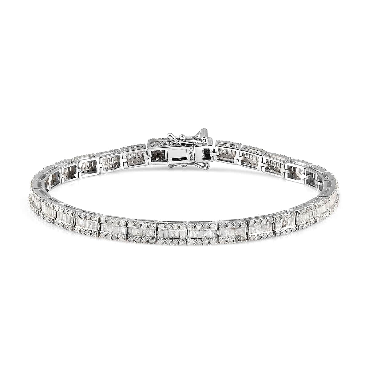 Diamond Tennis Bracelet in Platinum Over Sterling Silver (7.25 In) 12.25 Grams 3.00 ctw