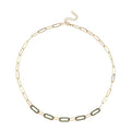 Austrian Crystal Paper Clip Chain Necklace 20-22 Inches in Stainless Steel - Sticky add to cart bar