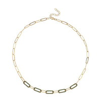 Austrian Crystal Paper Clip Chain Necklace 20-22 Inches in Stainless Steel