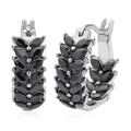 Black Austrian Crystal Hoop Earrings in Stainless Steel 2.20 ctw - Sticky add to cart bar