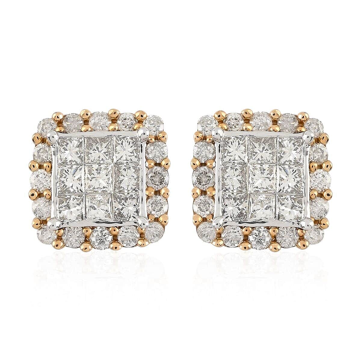 NY Closeout 10K Yellow Gold G-H I1-I2 Diamond Stud Earrings 2.00 ctw