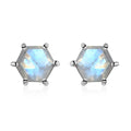 Rainbow Moonstone Solitaire Stud Earrings in Platinum Over Sterling Silver 2.30 ctw - Sticky add to cart bar
