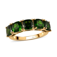 Natural Chrome Diopside 5 Stone Band Ring in Vermeil YG Over Sterling Silver (Size 9.0) 3.00 ctw
