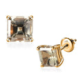 18K Yellow Gold Asscher Cut AAA Turkizite Solitaire Stud Earrings 2.50 ctw - Sticky add to cart bar