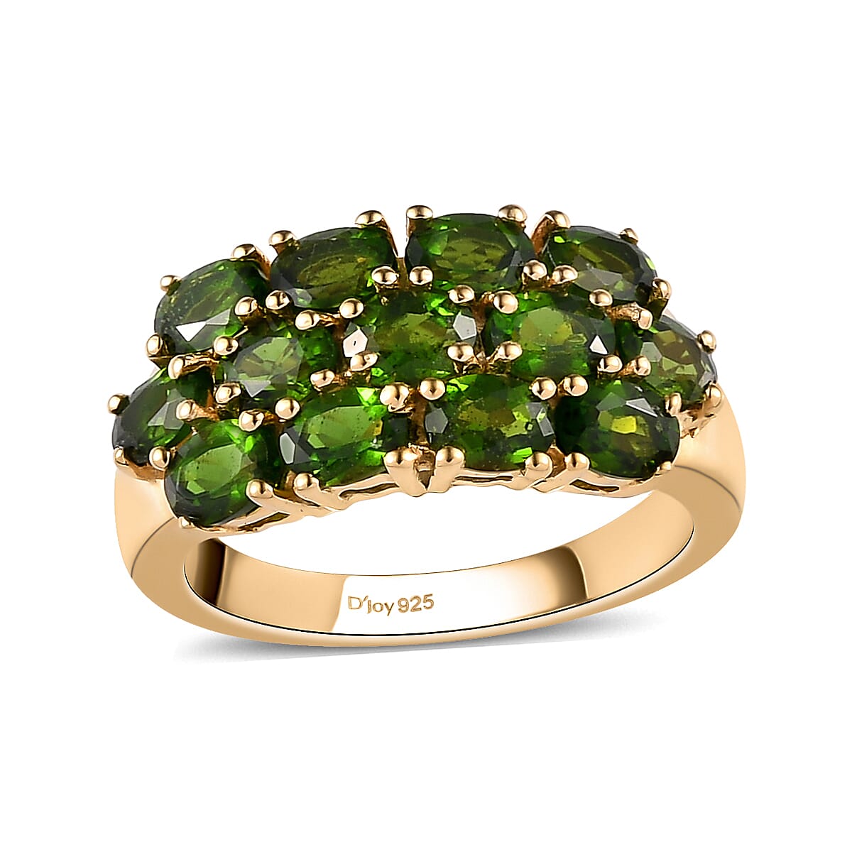 Natural Chrome Diopside Cluster Ring in Platinum Over Sterling Silver (Size 10.0) 2.40 ctw