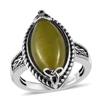 Connemara Marble Trinity Knot Ring in Black Oxidized Sterling Silver (Delivery in 3-5 Business Days) 5.65 ctw