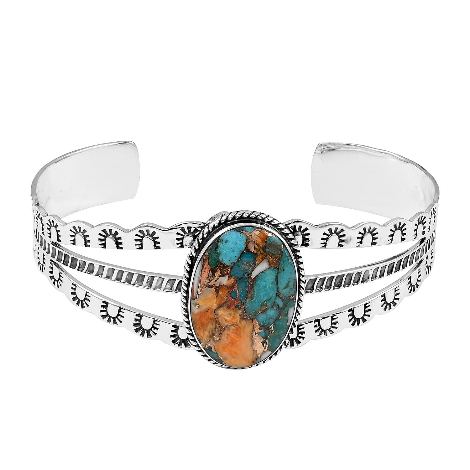 SANTA FE Style Mojave Turquoise Cuff Bracelet in Sterling Silver (6.50 In) 20.2 Grams 18.00 ctw