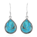 SANTA FE Style Kingman Turquoise Teardrop Dangle Earrings in Sterling Silver 12.00 ctw - Sticky add to cart bar