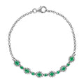 Boyaca Colombian Emerald and Natural White Zircon Paper Clip Chain Bracelet in Platinum Over Sterling Silver (6.50 In) 2.00 ctw - Sticky add to cart bar