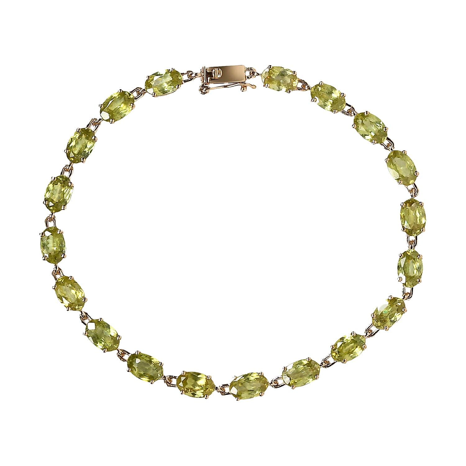 LUXORO 10K Yellow Gold AAA Sava Sphene Link Bracelet (8.00 In) 3.50 Grams 12.35 ctw