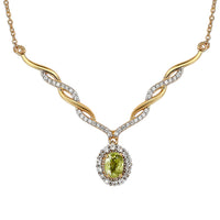 AAA Sava Sphene and Natural White Zircon Necklace 18 Inches in Vermeil Yellow Gold Over Sterling Silver 1.75 ctw