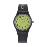 Strada Japanese Movement Black Dial Watch with White Silicone Strap (44mm) (5.50-7.50Inches)