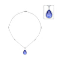 Fluorite With White Zircon Halo Necklace in Sterling Silver, Halo Pendant Necklace For Women, Bridal Jewelry 18 Inches - Sticky add to cart bar