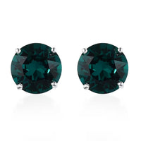 Doorbuster Emerald Color Crystal Solitaire Stud Earrings in Sterling Silver