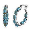 Doorbuster Mojave Blue Turquoise Hoop Earrings in Stainless Steel 7.50 ctw - Sticky add to cart bar