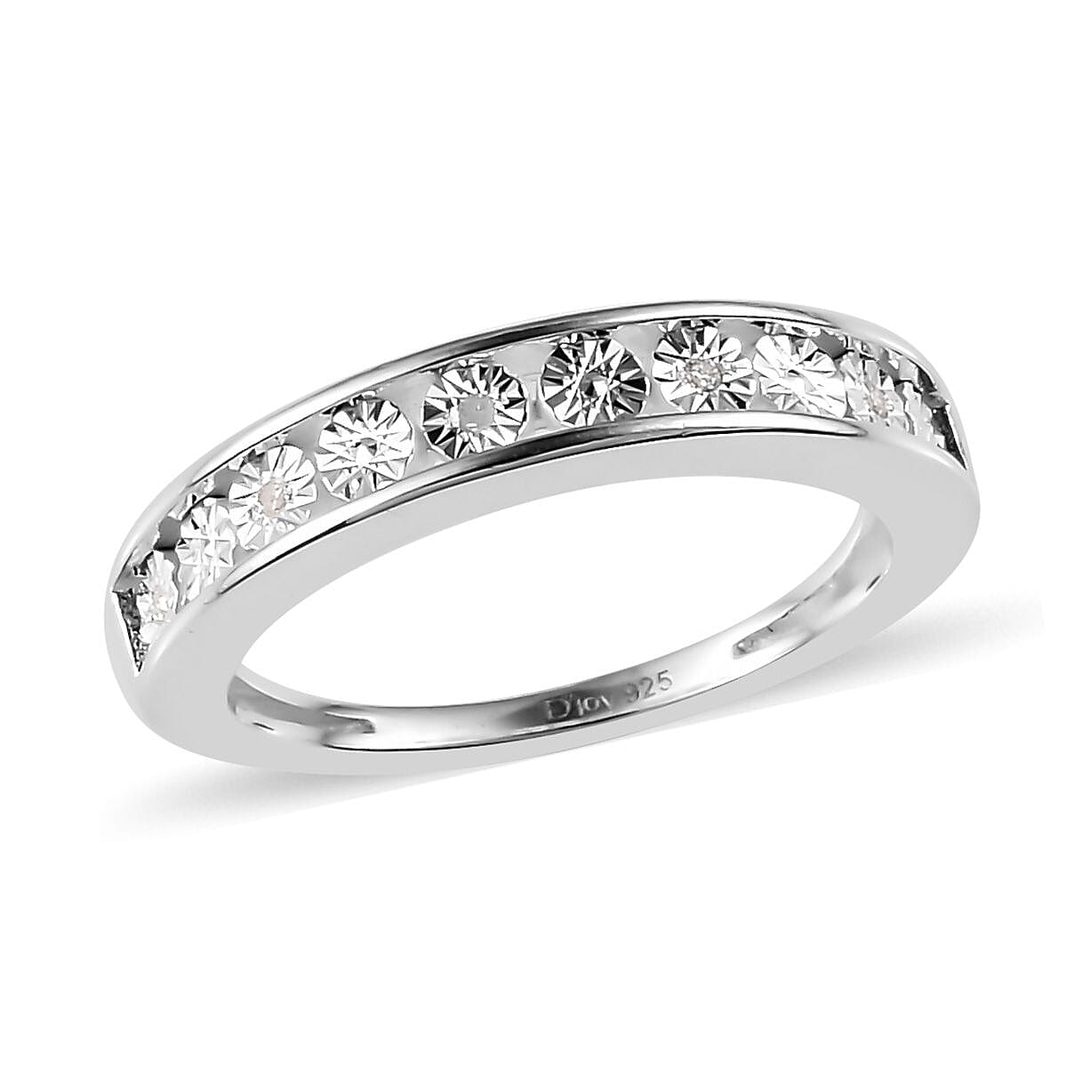 Doorbuster Diamond Accent Half Eternity Band Ring in Sterling Silver (Size 7.0)