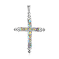 Aurora Borealis Crystal Cross Pendant in Sterling Silver - Sticky add to cart bar