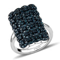 Blue Diamond (IR) Cluster Ring in Platinum Over Sterling Silver (Size 10.0) 1.00 ctw - Sticky add to cart bar