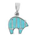 SANTA FE Style Multi Gemstone and Orange Spiny Oyster Shell Reversible Bear Pendant in Sterling Silver 1.20 ctw - Sticky add to cart bar
