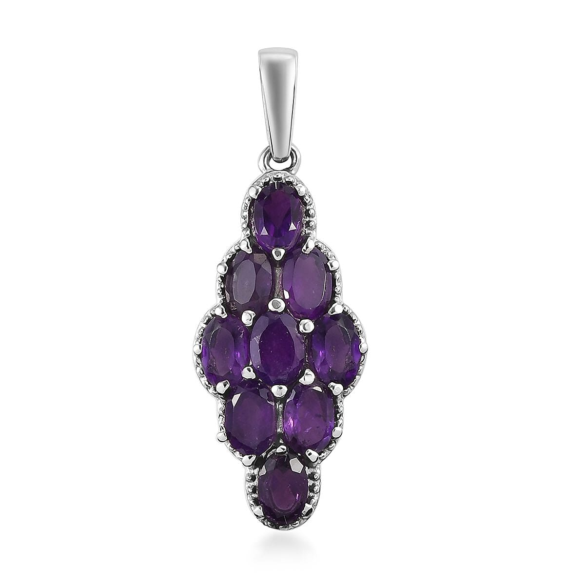 Doorbuster Amethyst Elongated Pendant in Stainless Steel 4.25 ctw