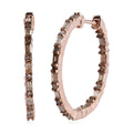 Natural Champagne Diamond Hoop Earrings in Vermeil Rose Gold Over Sterling Silver 1.00 ctw - Sticky add to cart bar