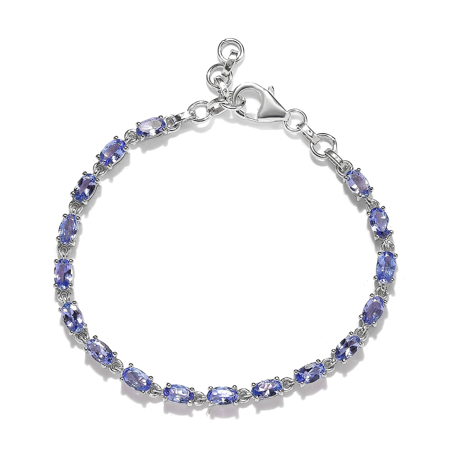 Doorbuster Tanzanite Link Bracelet in Platinum Over Sterling Silver (6.50 In) 3.65 ctw