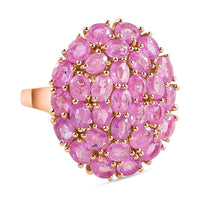 Fissure Filled Pink Sapphire Ring in 18K Vermeil RG Over Sterling Silver (Size 11.5) 5.58 ctw