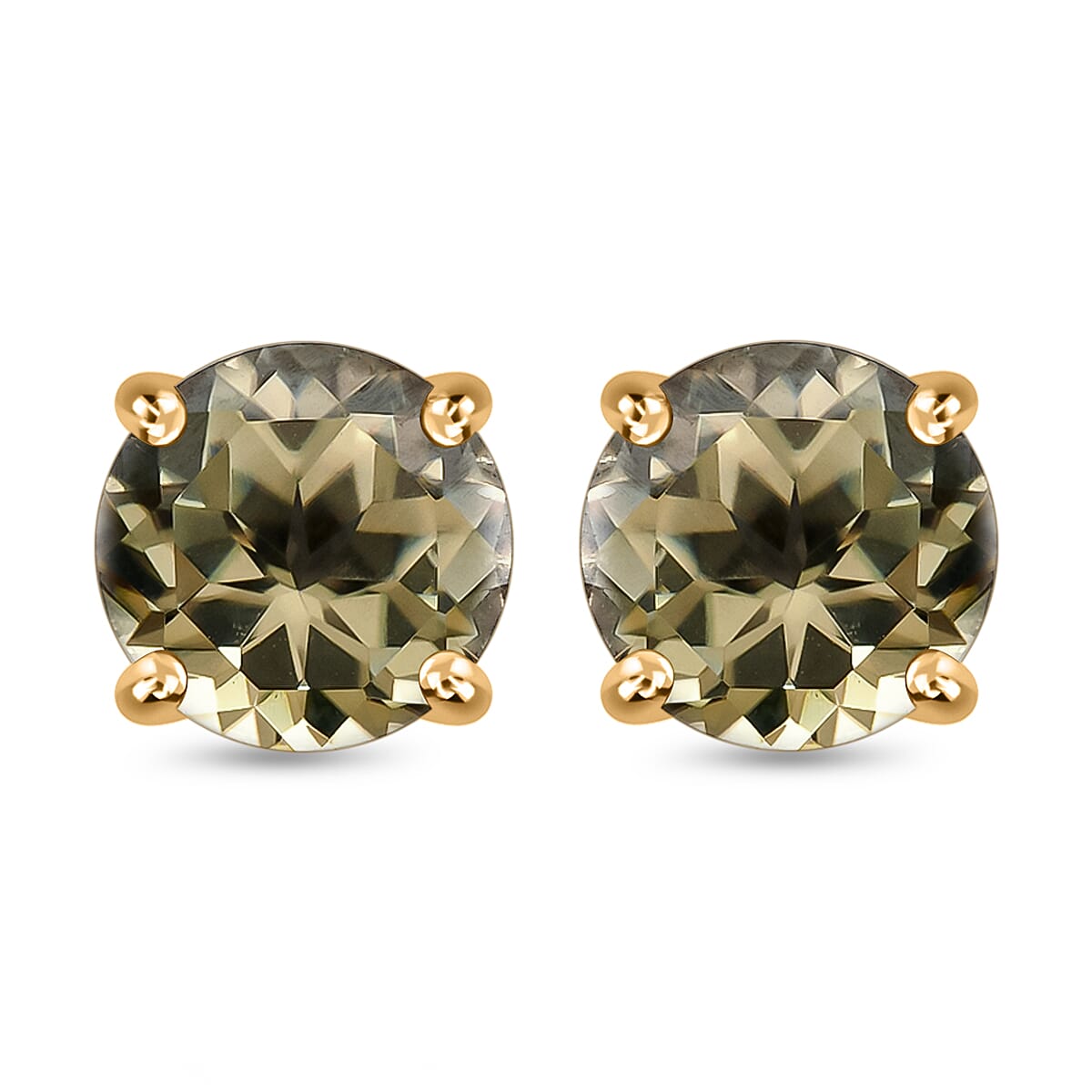 ILIANA 18K Yellow Gold AAA Turkizite Solitaire Stud Earrings 2.00 ctw