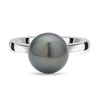 Tahitian Pearl 7.22 ctw Fancy Ring in Rhodium Over Sterling Silver (Size 5.5)