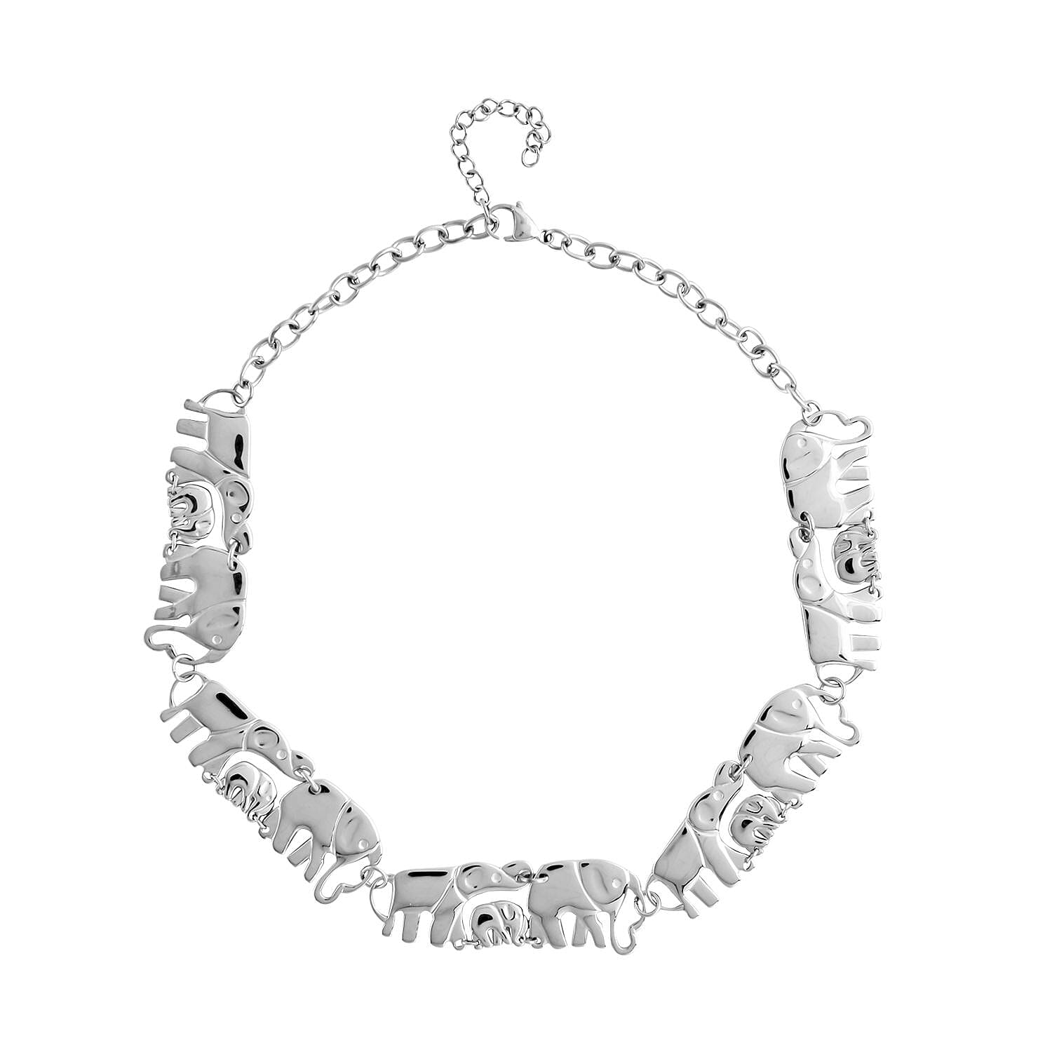 Elephant Family Necklace 18-20 Inches in Stainless Steel 51 Grams
