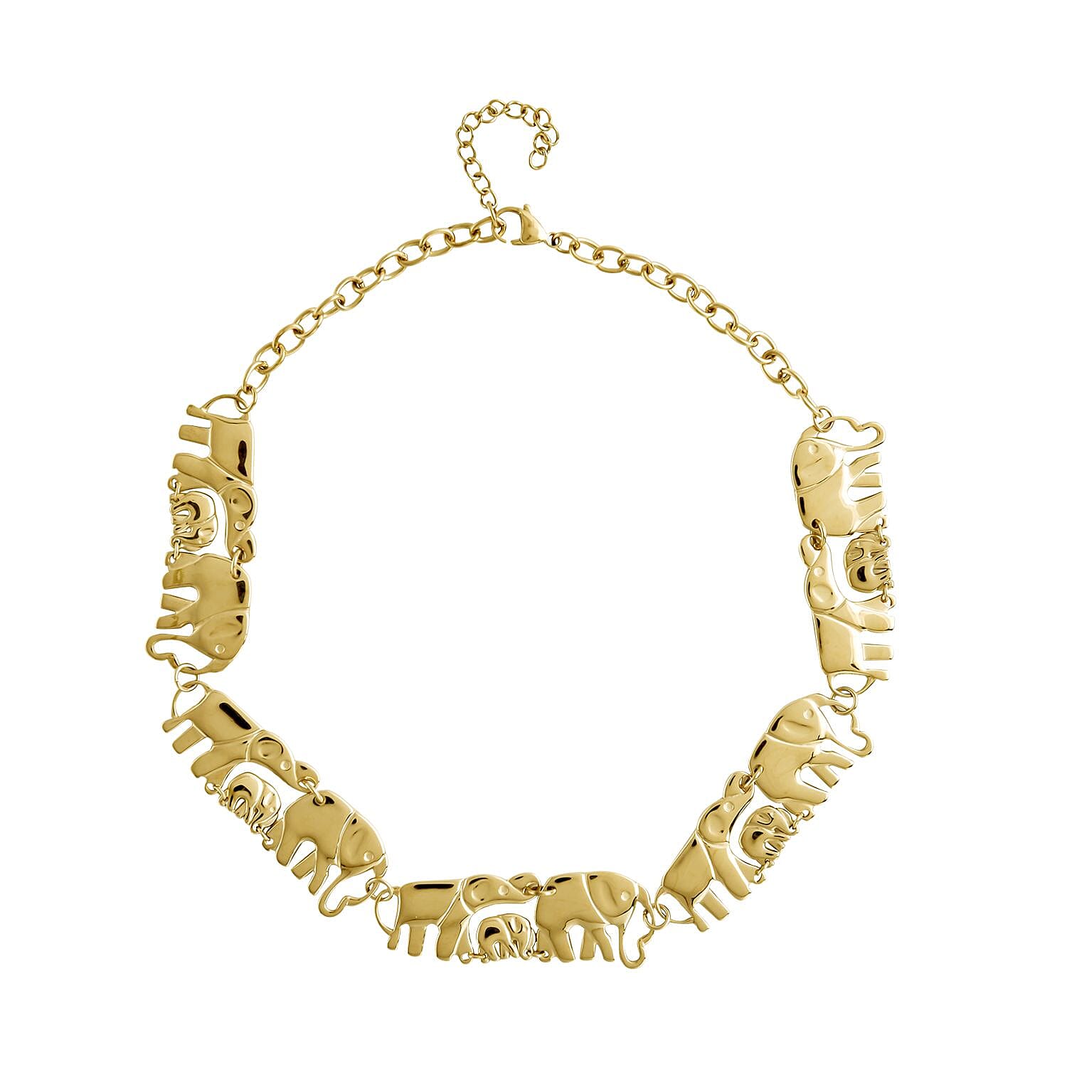 Elephant Family Necklace 18-20 Inches in Stainless Steel 51 Grams