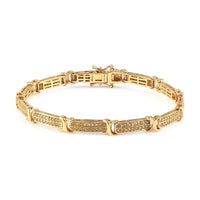 Natural Yellow Diamond I3 2 Row Bracelet in Vermeil Yellow Gold Over Sterling Silver (7.50 In) 1.00 ctw