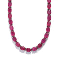 Niassa Ruby (FF) Tennis Necklace in Platinum Over Sterling Silver, Ruby Necklace, Line Necklace, Sterling Silver Necklace 18 Inches 63.00 ctw - Sticky add to cart bar