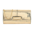 MC Golden Crocodile Pattern Faux Leather Clutch with Chain Strap (9.5x1.5x5") - Sticky add to cart bar