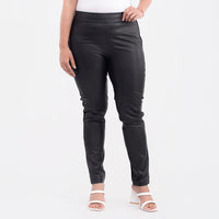 TAMSY Black Genuine Lamb Leather With Back Ponte Knit Legging - S
