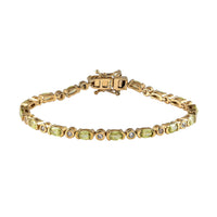 AAA Sava Sphene and Natural White Zircon Bracelet in Vermeil Yellow Gold Over Sterling Silver (6.50 In) 5.35 ctw