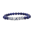 Black Agate and Black Austrian Crystal Beaded and Tiger Strip Bracelet in Stainless Steel (7.50 In) 87.20 ctw - Sticky add to cart bar